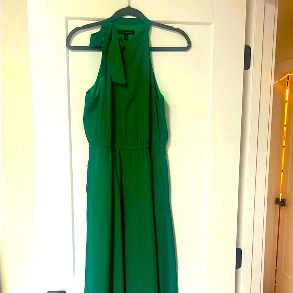Banana Republic Emerald Green Backless Halter Dress